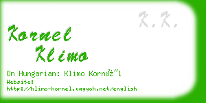 kornel klimo business card